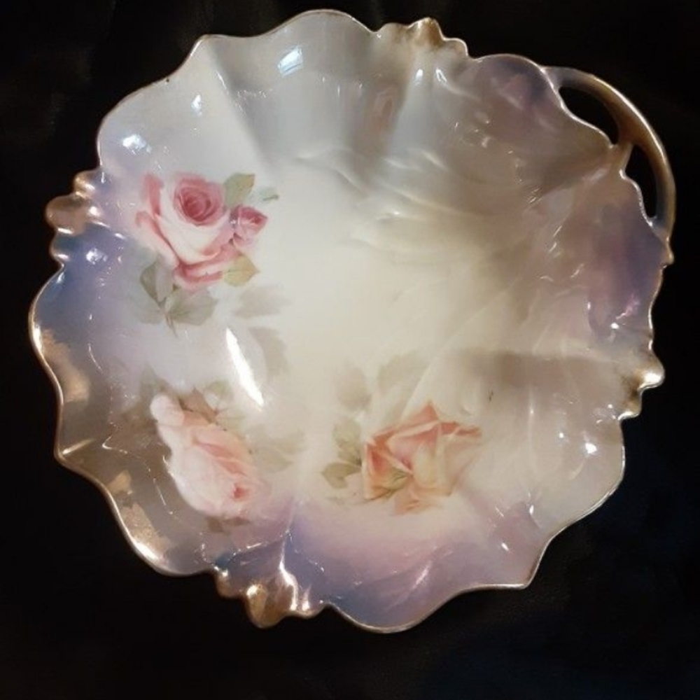RS PRUSSIA GERMANY Royal Sonneberg handpainted Rose BOWL c1900-20